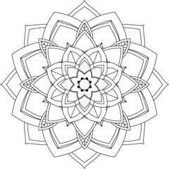 Fototapeta premium Easy Mandala coloring book simple and basic for beginners, seniors and children. Set of Mehndi flower pattern for Henna drawing and tattoo. Decoration in ethnic oriental, Indian style.