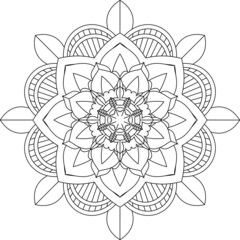 Easy Mandala coloring book simple and basic for beginners, seniors and children. Set of Mehndi flower pattern for Henna drawing and tattoo. Decoration in ethnic oriental, Indian style.