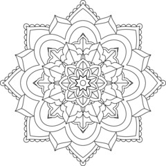 Easy Mandala coloring book simple and basic for beginners, seniors and children. Set of Mehndi flower pattern for Henna drawing and tattoo. Decoration in ethnic oriental, Indian style.