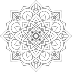 Easy Mandala coloring book simple and basic for beginners, seniors and children. Set of Mehndi flower pattern for Henna drawing and tattoo. Decoration in ethnic oriental, Indian style.