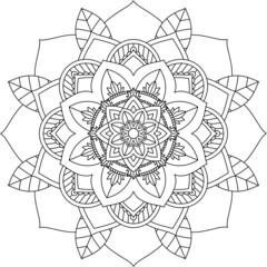 Easy Mandala coloring book simple and basic for beginners, seniors and children. Set of Mehndi flower pattern for Henna drawing and tattoo. Decoration in ethnic oriental, Indian style.