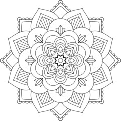 Easy Mandala coloring book simple and basic for beginners, seniors and children. Set of Mehndi flower pattern for Henna drawing and tattoo. Decoration in ethnic oriental, Indian style.