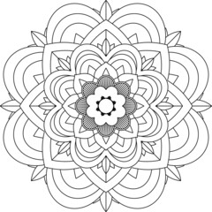 Easy Mandala coloring book simple and basic for beginners, seniors and children. Set of Mehndi flower pattern for Henna drawing and tattoo. Decoration in ethnic oriental, Indian style.