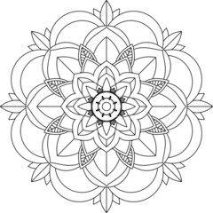 Easy Mandala coloring book simple and basic for beginners, seniors and children. Set of Mehndi flower pattern for Henna drawing and tattoo. Decoration in ethnic oriental, Indian style.