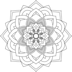 Easy Mandala coloring book simple and basic for beginners, seniors and children. Set of Mehndi flower pattern for Henna drawing and tattoo. Decoration in ethnic oriental, Indian style.