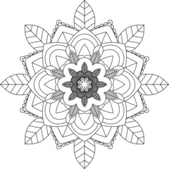 Easy Mandala coloring book simple and basic for beginners, seniors and children. Set of Mehndi flower pattern for Henna drawing and tattoo. Decoration in ethnic oriental, Indian style.