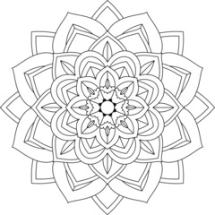 Easy Mandala coloring book simple and basic for beginners, seniors and children. Set of Mehndi flower pattern for Henna drawing and tattoo. Decoration in ethnic oriental, Indian style.