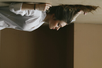 Attractive woman resting and enjoying at moments.