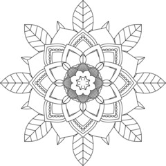 Easy Mandala coloring book simple and basic for beginners, seniors and children. Set of Mehndi flower pattern for Henna drawing and tattoo. Decoration in ethnic oriental, Indian style.