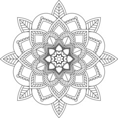 Easy Mandala coloring book simple and basic for beginners, seniors and children. Set of Mehndi flower pattern for Henna drawing and tattoo. Decoration in ethnic oriental, Indian style.