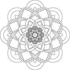 Easy Mandala coloring book simple and basic for beginners, seniors and children. Set of Mehndi flower pattern for Henna drawing and tattoo. Decoration in ethnic oriental, Indian style.