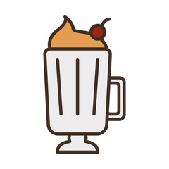 ice coffee in cup with cherry fill style icon