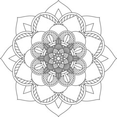 Easy Mandala coloring book simple and basic for beginners, seniors and children. Set of Mehndi flower pattern for Henna drawing and tattoo. Decoration in ethnic oriental, Indian style.