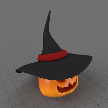 Pumpkin with witch hat