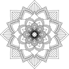 Easy Mandala coloring book simple and basic for beginners, seniors and children. Set of Mehndi flower pattern for Henna drawing and tattoo. Decoration in ethnic oriental, Indian style.