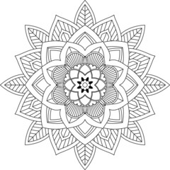 Easy Mandala coloring book simple and basic for beginners, seniors and children. Set of Mehndi flower pattern for Henna drawing and tattoo. Decoration in ethnic oriental, Indian style.
