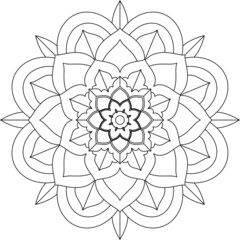 Easy Mandala coloring book simple and basic for beginners, seniors and children. Set of Mehndi flower pattern for Henna drawing and tattoo. Decoration in ethnic oriental, Indian style.