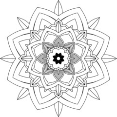 Easy Mandala coloring book simple and basic for beginners, seniors and children. Set of Mehndi flower pattern for Henna drawing and tattoo. Decoration in ethnic oriental, Indian style.