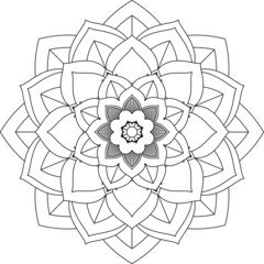 Easy Mandala coloring book simple and basic for beginners, seniors and children. Set of Mehndi flower pattern for Henna drawing and tattoo. Decoration in ethnic oriental, Indian style.