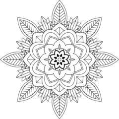 Easy Mandala coloring book simple and basic for beginners, seniors and children. Set of Mehndi flower pattern for Henna drawing and tattoo. Decoration in ethnic oriental, Indian style.