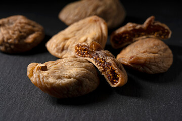 Dried figs on a black background