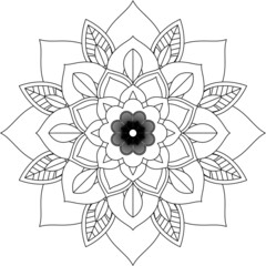 Easy Mandala coloring book simple and basic for beginners, seniors and children. Set of Mehndi flower pattern for Henna drawing and tattoo. Decoration in ethnic oriental, Indian style.