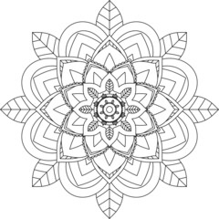 Easy Mandala coloring book simple and basic for beginners, seniors and children. Set of Mehndi flower pattern for Henna drawing and tattoo. Decoration in ethnic oriental, Indian style.