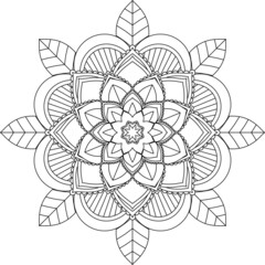 Easy Mandala coloring book simple and basic for beginners, seniors and children. Set of Mehndi flower pattern for Henna drawing and tattoo. Decoration in ethnic oriental, Indian style.