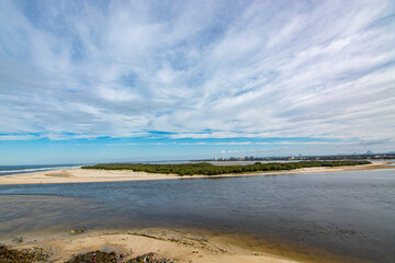 Looking south over the beautiful sandy  beach of Bribie Island