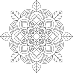 Easy Mandala coloring book simple and basic for beginners, seniors and children. Set of Mehndi flower pattern for Henna drawing and tattoo. Decoration in ethnic oriental, Indian style.