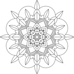 Easy Mandala coloring book simple and basic for beginners, seniors and children. Set of Mehndi flower pattern for Henna drawing and tattoo. Decoration in ethnic oriental, Indian style.