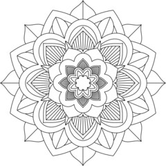 Easy Mandala coloring book simple and basic for beginners, seniors and children. Set of Mehndi flower pattern for Henna drawing and tattoo. Decoration in ethnic oriental, Indian style.