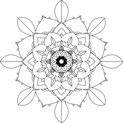 Easy Mandala coloring book simple and basic for beginners, seniors and children. Set of Mehndi flower pattern for Henna drawing and tattoo. Decoration in ethnic oriental, Indian style.