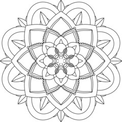 Easy Mandala coloring book simple and basic for beginners, seniors and children. Set of Mehndi flower pattern for Henna drawing and tattoo. Decoration in ethnic oriental, Indian style.