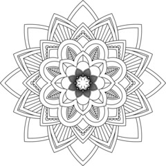 Easy Mandala coloring book simple and basic for beginners, seniors and children. Set of Mehndi flower pattern for Henna drawing and tattoo. Decoration in ethnic oriental, Indian style.