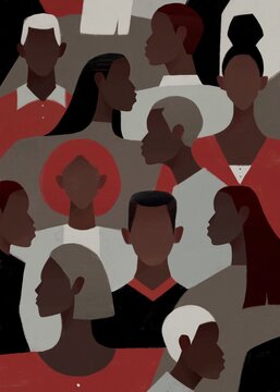 crowd of different black people. Black life matters concept