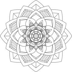 Easy Mandala coloring book simple and basic for beginners, seniors and children. Set of Mehndi flower pattern for Henna drawing and tattoo. Decoration in ethnic oriental, Indian style.