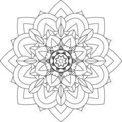 Easy Mandala coloring book simple and basic for beginners, seniors and children. Set of Mehndi flower pattern for Henna drawing and tattoo. Decoration in ethnic oriental, Indian style.