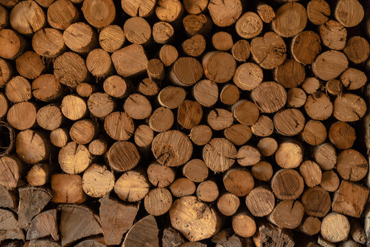 Wall of wooden logs in Traditional village in Dagestan, Caucasus mountains, Russia