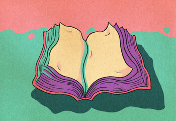 Folding Book Retro Cartoon Illustration