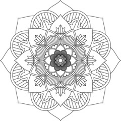 Easy Mandala coloring book simple and basic for beginners, seniors and children. Set of Mehndi flower pattern for Henna drawing and tattoo. Decoration in ethnic oriental, Indian style.
