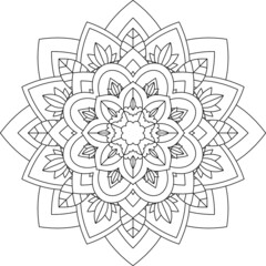 Easy Mandala coloring book simple and basic for beginners, seniors and children. Set of Mehndi flower pattern for Henna drawing and tattoo. Decoration in ethnic oriental, Indian style.