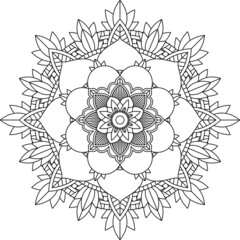 Easy Mandala coloring book simple and basic for beginners, seniors and children. Set of Mehndi flower pattern for Henna drawing and tattoo. Decoration in ethnic oriental, Indian style.