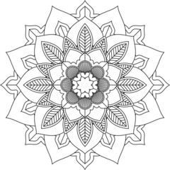 Easy Mandala coloring book simple and basic for beginners, seniors and children. Set of Mehndi flower pattern for Henna drawing and tattoo. Decoration in ethnic oriental, Indian style.
