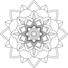 Easy Mandala coloring book simple and basic for beginners, seniors and children. Set of Mehndi flower pattern for Henna drawing and tattoo. Decoration in ethnic oriental, Indian style.