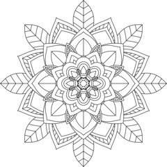 Easy Mandala coloring book simple and basic for beginners, seniors and children. Set of Mehndi flower pattern for Henna drawing and tattoo. Decoration in ethnic oriental, Indian style.