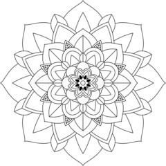 Easy Mandala coloring book simple and basic for beginners, seniors and children. Set of Mehndi flower pattern for Henna drawing and tattoo. Decoration in ethnic oriental, Indian style.