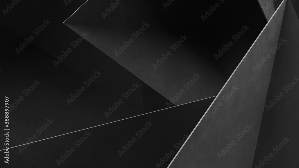 Wall mural abstract gray geometric shapes of triangles. concrete background. 3d rendering