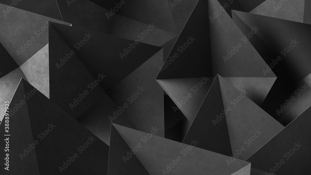 Wall mural abstract gray geometric shapes of triangles. concrete background. 3d rendering