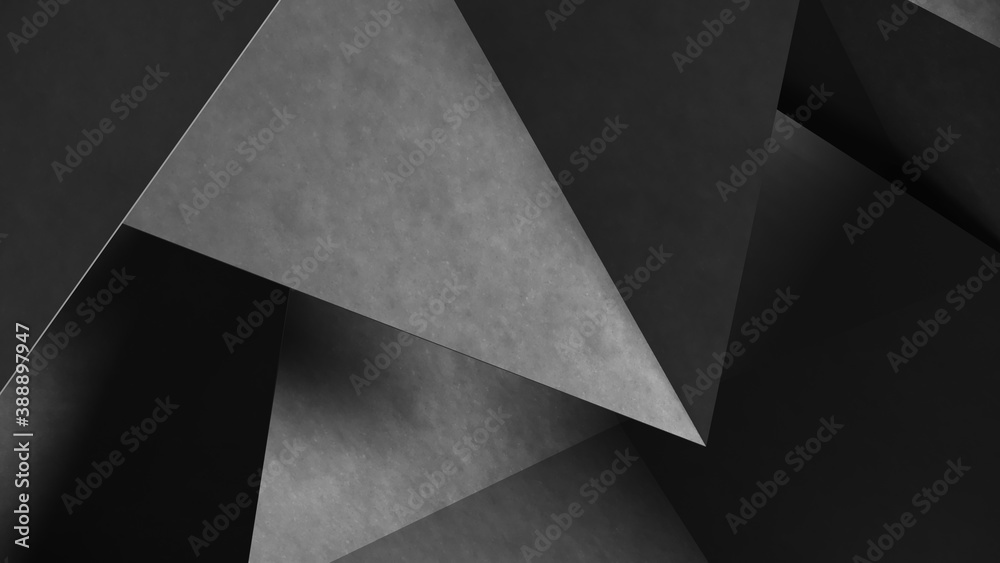 Wall mural abstract gray geometric shapes of triangles. concrete background. 3d rendering